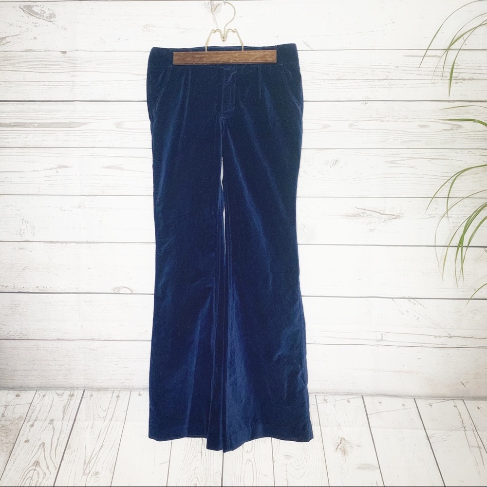 Free People Royal Blue Velvet Flare Pants Size 27